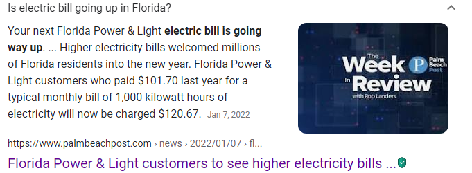 Rising energy costs in Florida