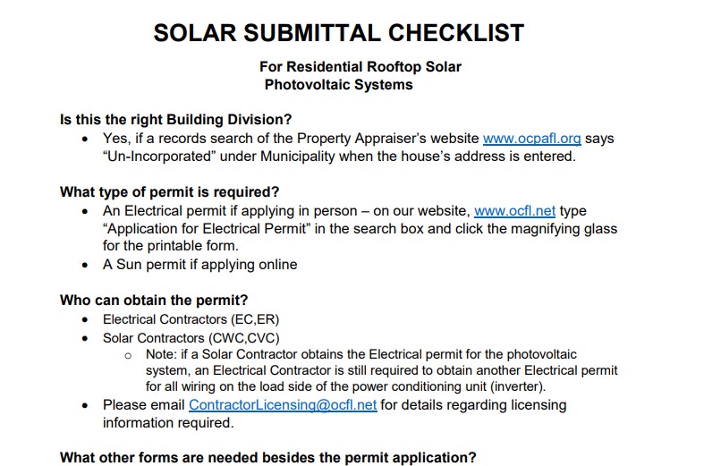 Solar Checklist